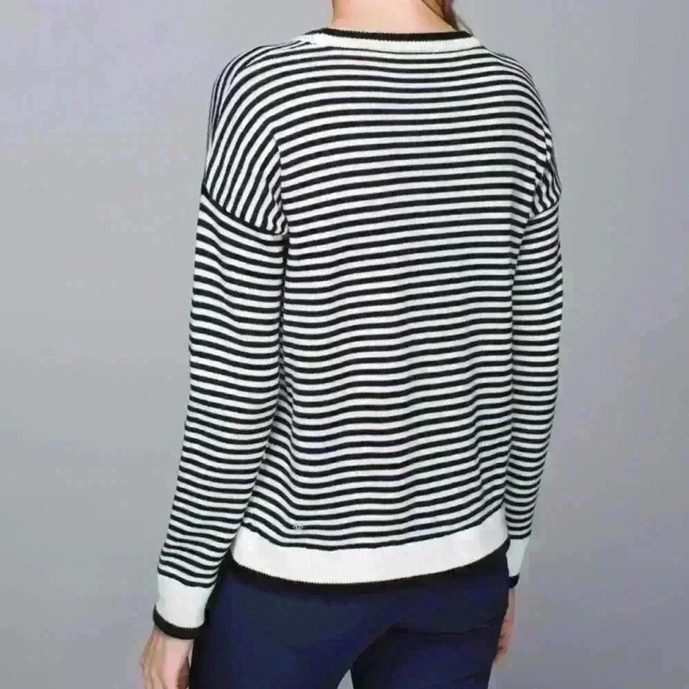 Lululemon Women’s Yogi Crew Sweater, Black/White Stripes - Picture 6 of 8